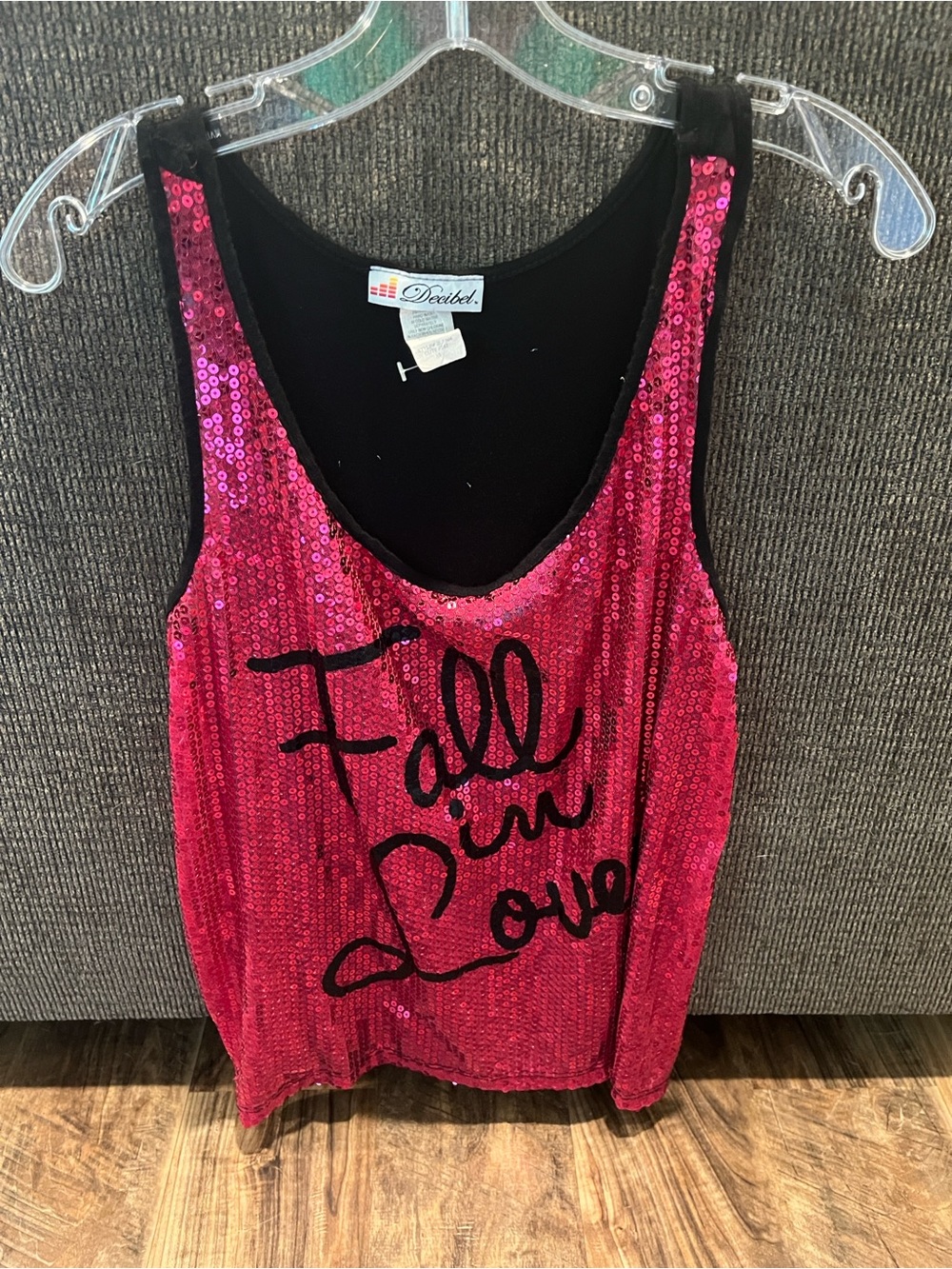 Desibel Pink Sequin 'Fall in Love' Tank Top